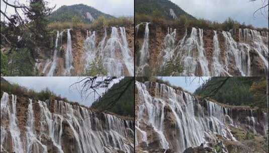 四川阿坝州九寨沟景区诺日朗瀑布高清在线视频素材下载