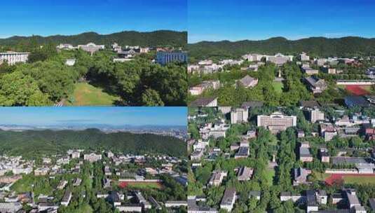 浙江大学玉泉校区航拍风光高清在线视频素材下载