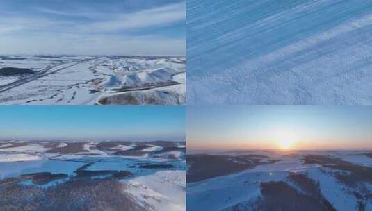 银妆的内蒙古大雪原合集高清在线视频素材下载