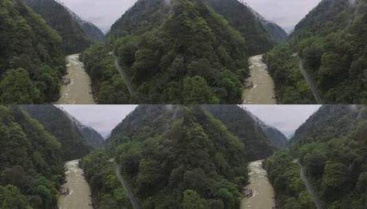 云南怒江州贡山县独龙江河谷边境公路航拍高清在线视频素材下载