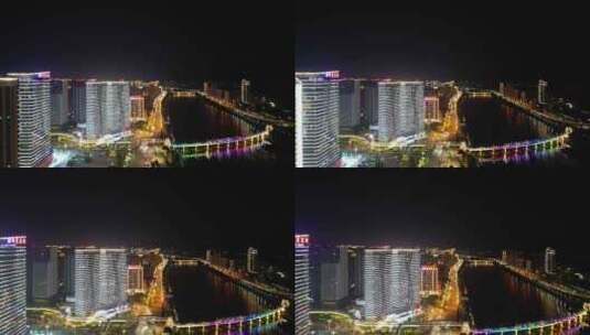 福建三明建设三明夜景航拍高清在线视频素材下载