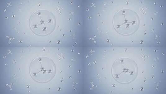 灰色背景中的浮动分子结构，3d渲染。高清在线视频素材下载