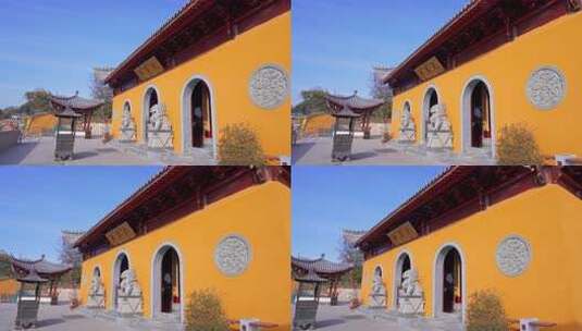 杭州湘湖先照寺寺庙建筑风景高清在线视频素材下载