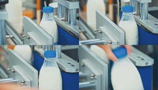 工厂牛奶生产特写高清在线视频素材下载
