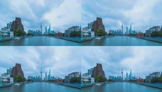 上海外白渡桥_东方明珠塔_城市日转夜4K高清在线视频素材下载