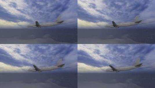 暴雪中飞行的飞机高清在线视频素材下载
