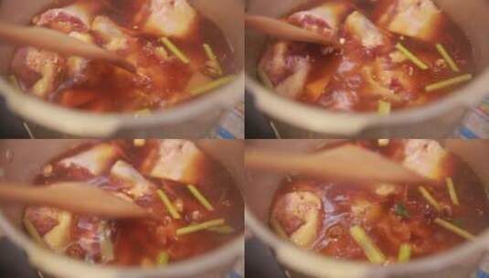 高压锅焖养生番茄牛尾 (4)高清在线视频素材下载