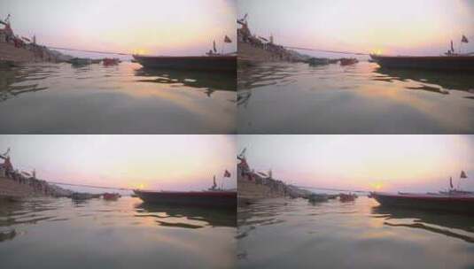 日落时分的恒河景观高清在线视频素材下载