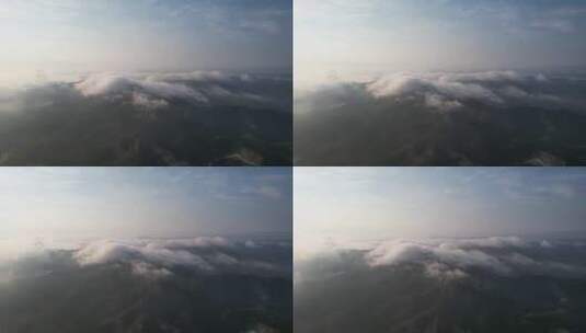 航拍威海市环翠区里口山上面的平流雾云海高清在线视频素材下载