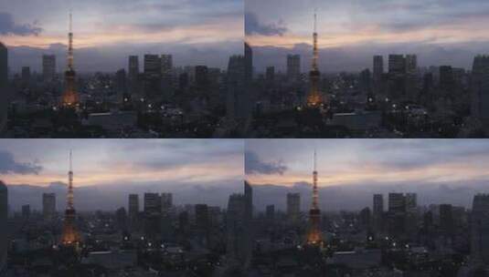 傍晚的东京城市景观高清在线视频素材下载