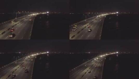 航拍夜间的高速公路高清在线视频素材下载