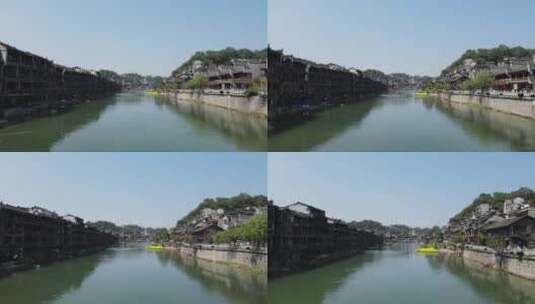 湖南湘西凤凰古城吊脚楼古建筑航拍高清在线视频素材下载