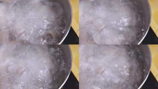 切猪蹄煮猪皮焯水去腥高清在线视频素材下载