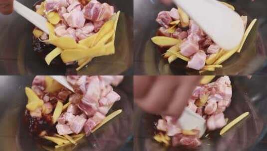 生姜炖猪肉高清在线视频素材下载