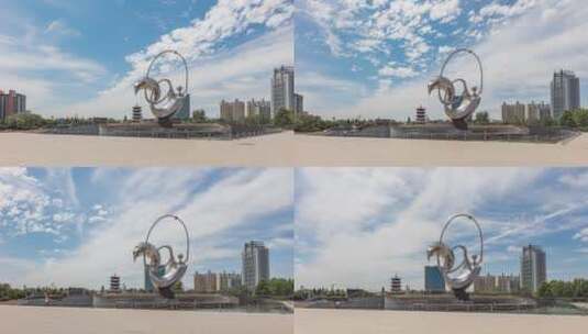 北京平谷世纪广场夏季风光8K延时视频高清在线视频素材下载