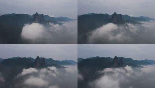 浙江衢州江郎山云雾缭绕航拍环绕延时高清在线视频素材下载