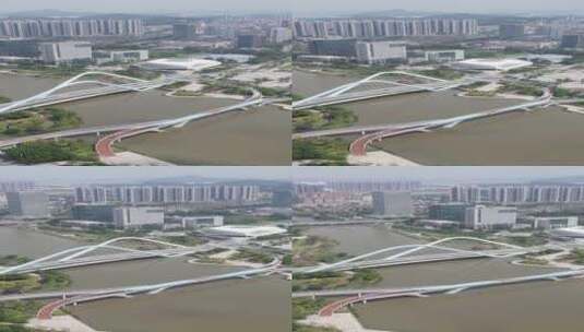 航拍广州南沙蕉门桥高清在线视频素材下载