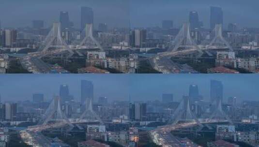 广州鹤洞大桥车流珠江新城延时日转夜高清在线视频素材下载