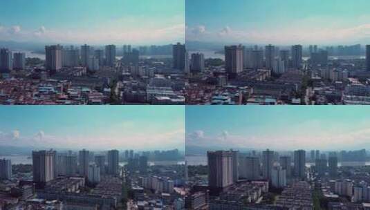 陕西汉中城市高楼前进高清在线视频素材下载