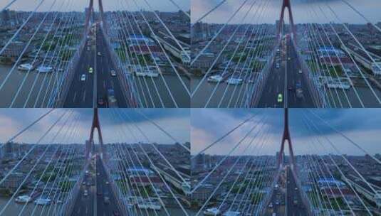 上海杨浦大桥桥梁交通穿越航拍高清在线视频素材下载