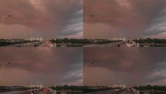 广西桂林山水延时摄影漓江大桥暴风雨来临高清在线视频素材下载