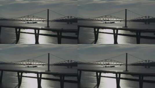 苏格兰东海岸福斯桥昆斯费里桥高清在线视频素材下载