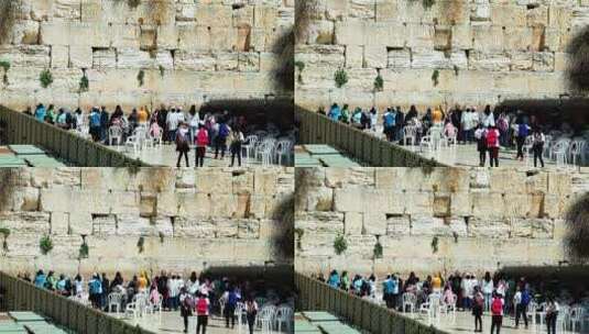 耶路撒冷的哭墙广场高清在线视频素材下载