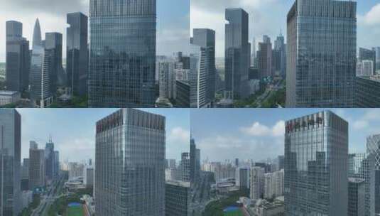 深圳湾写字楼航拍空镜高清在线视频素材下载