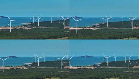 海边风力发电风车新能源航拍高清在线视频素材下载