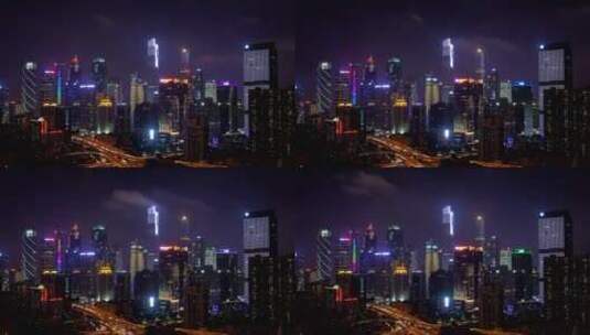 广州市中心闪烁的摩天大楼高清在线视频素材下载