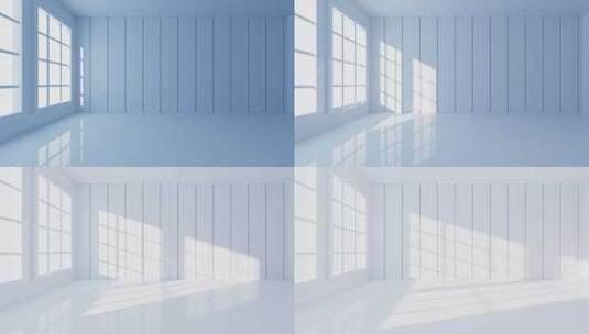 白色空房间室内建筑场景3D渲染高清在线视频素材下载