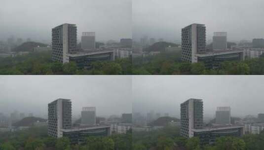 阴天重庆西南大学中心图书馆航拍高清在线视频素材下载