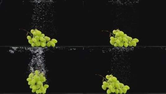 青葡萄绿葡萄提子高帧高速慢速水下拍摄高清在线视频素材下载