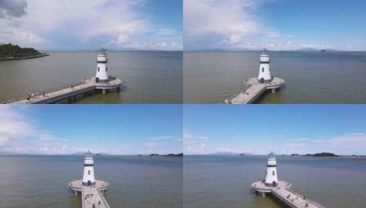 航拍广东珠海海景地标灯塔高清在线视频素材下载