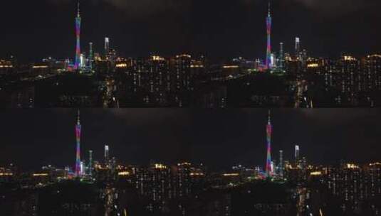 广州塔夜景航拍高清在线视频素材下载