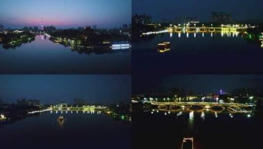 泰州凤城河夜景航拍高清在线视频素材下载