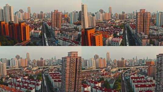 航拍行驶中的上海地铁高清在线视频素材下载