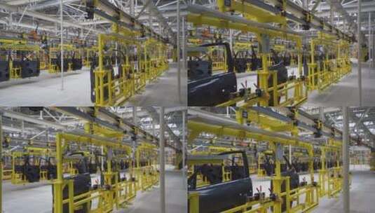 汽车厂生产设备流水线生产设备自动化工厂车高清在线视频素材下载