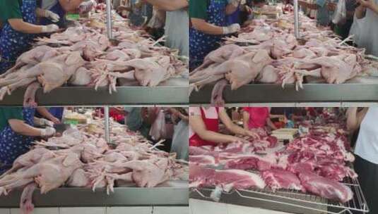 菜市场猪肉鸡肉高清在线视频素材下载