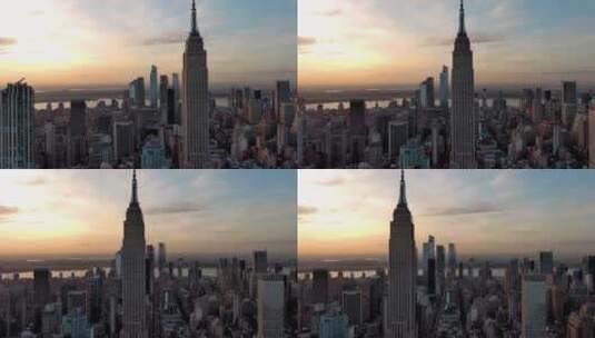 城市航拍纽约帝国大厦摩天大楼城市建筑高清在线视频素材下载