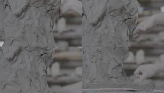 美术学院学生制作雕塑LOG高清在线视频素材下载