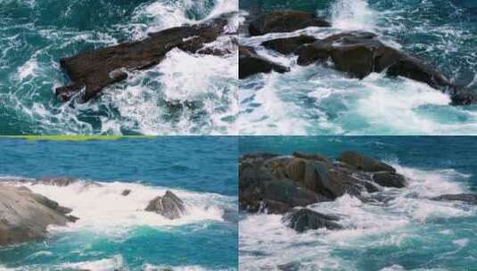海岛 海浪 拍打礁石 环境高清在线视频素材下载