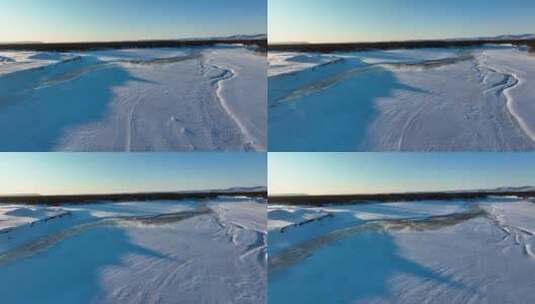 内蒙古海拉尔河湿地不冻河风景高清在线视频素材下载