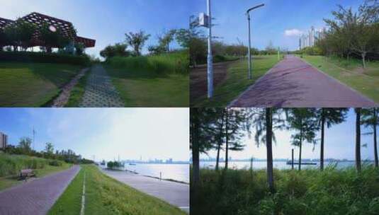 武汉青山江滩公园二期风光4K视频合集高清在线视频素材下载