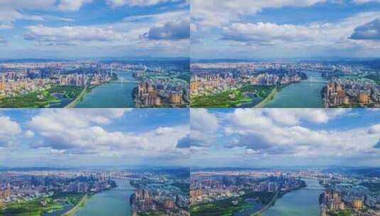 惠州城市大景航拍-蓝天白云--4K-420-30P高清在线视频素材下载