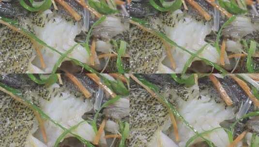 广东美食清蒸石斑鱼特写高清在线视频素材下载