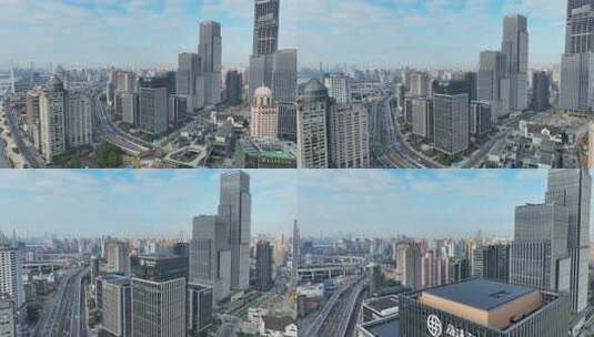 上海北外滩CBD绿地金融广场航拍4K-8高清在线视频素材下载