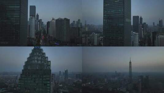 武汉北湖商圈夜景航拍高清在线视频素材下载