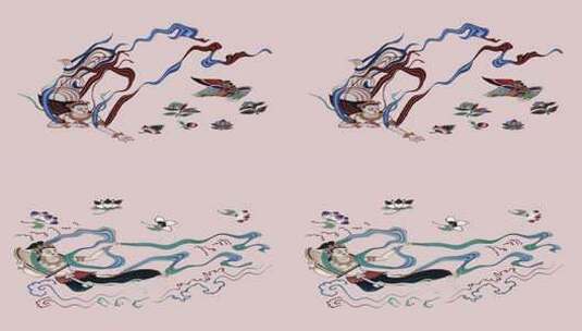 敦煌壁画飞天仙女系列2alpha透明通道高清在线视频素材下载
