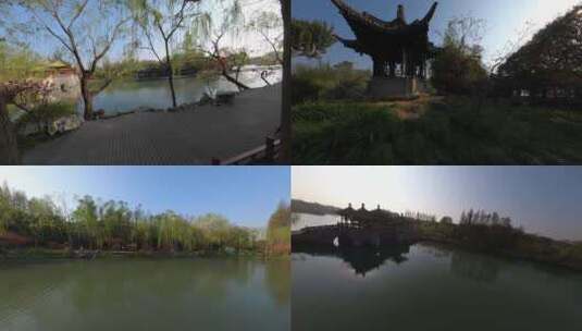穿越机航拍扬州瘦西湖五亭桥日出高清在线视频素材下载